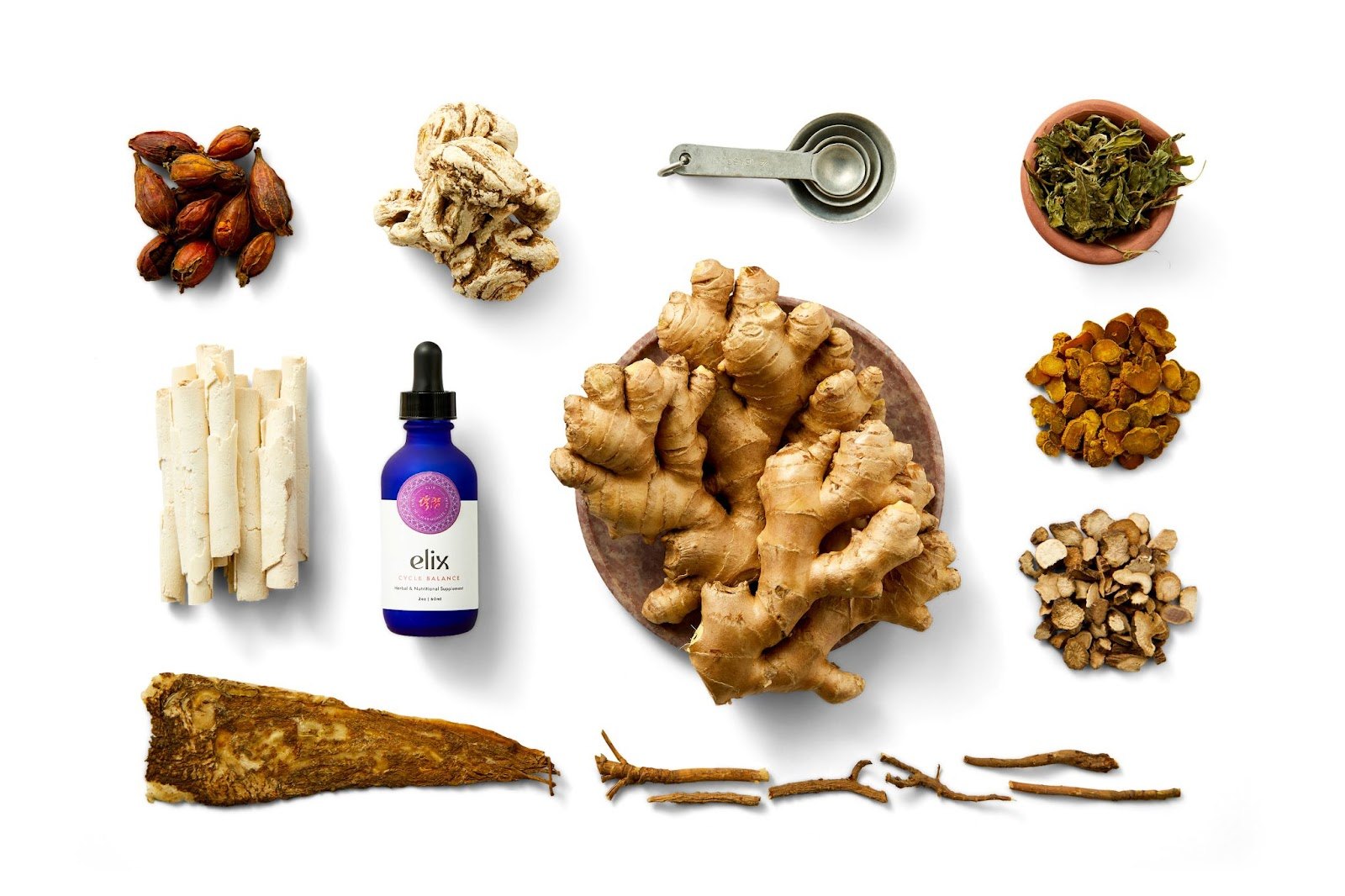 Ginger, roots and herbs